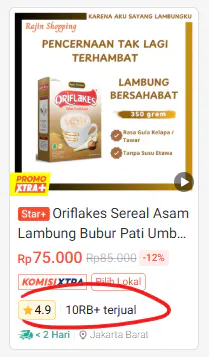 Bukti pesanan Oriflakes dari marketplace